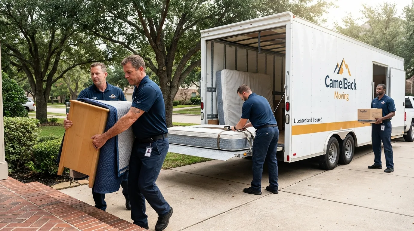 Crew loading residential truck for cross-state move from Delta, OH